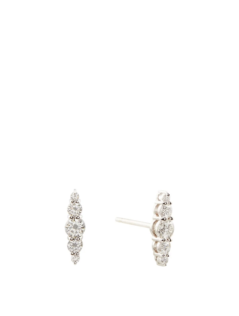 Aria 18K White Gold Graduated Stud Earrings With Diamonds
