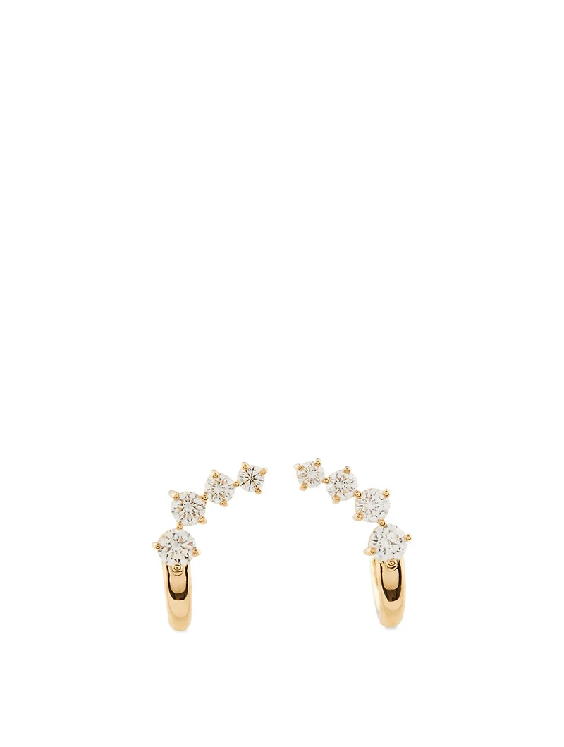 Aria 18K Gold Huggie Hoop Dagger Earrings With Diamonds