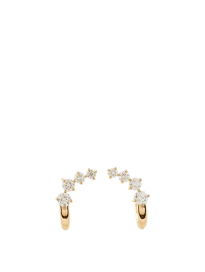 Aria 18K Gold Huggie Hoop Dagger Earrings With Diamonds