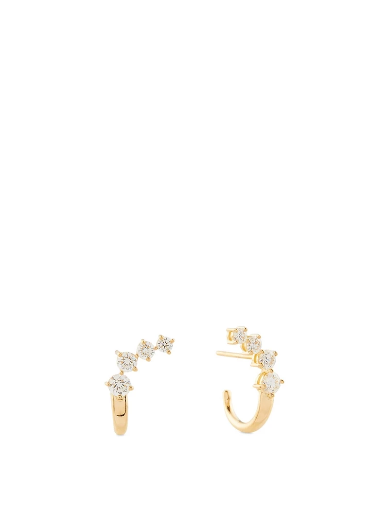 Aria 18K Gold Huggie Hoop Dagger Earrings With Diamonds
