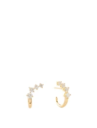 Aria 18K Gold Huggie Hoop Dagger Earrings With Diamonds