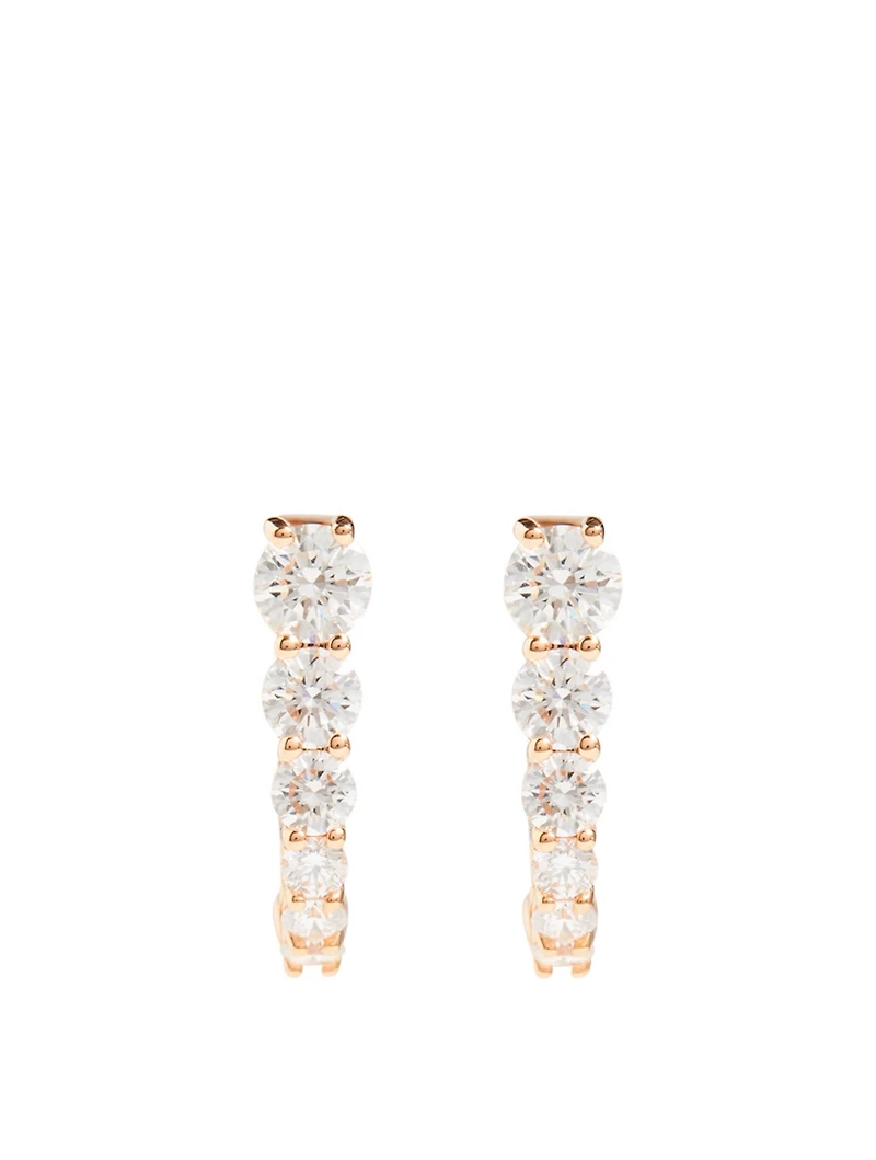 Aria Rose 18K Gold U Huggie Hoop Earrings With Diamonds