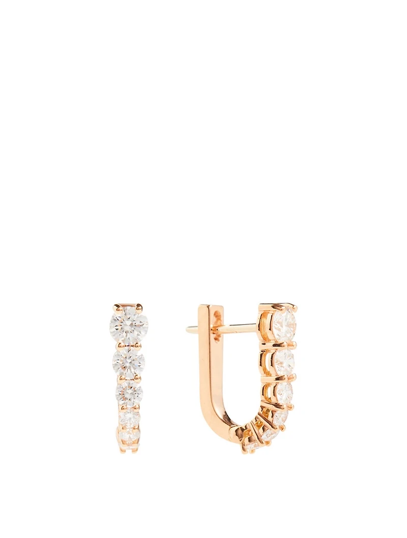 Aria Rose 18K Gold U Huggie Hoop Earrings With Diamonds