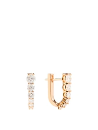 Aria Rose 18K Gold U Huggie Hoop Earrings With Diamonds