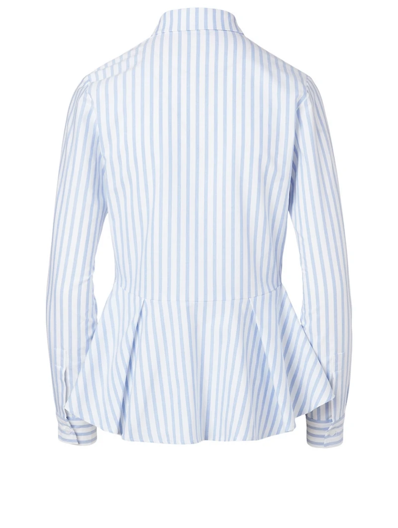Cotton Peplum Shirt Stripe Print