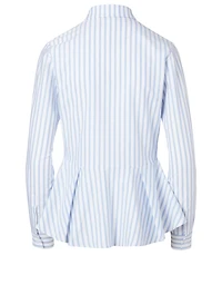 Cotton Peplum Shirt Stripe Print