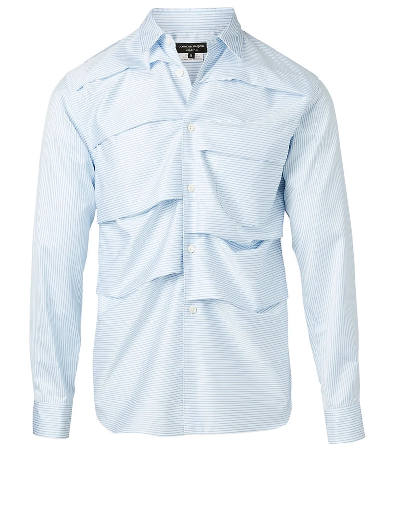 Ruched Shirt Stripe Print