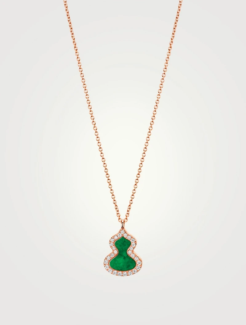 Petite Wulu 18K Rose Gold Necklace With Jade And Diamonds