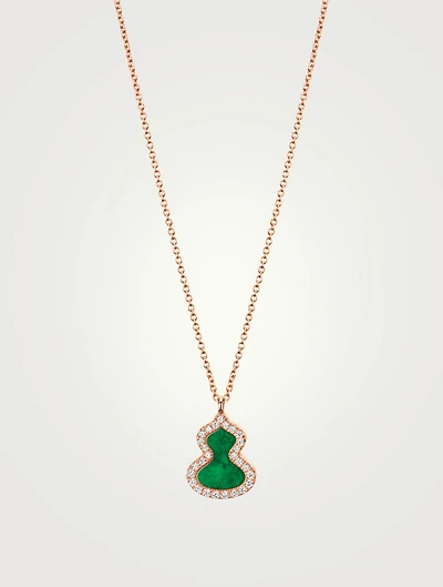 Petite Wulu 18K Rose Gold Necklace With Jade And Diamonds