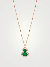 Petite Wulu 18K Rose Gold Necklace With Jade And Diamonds
