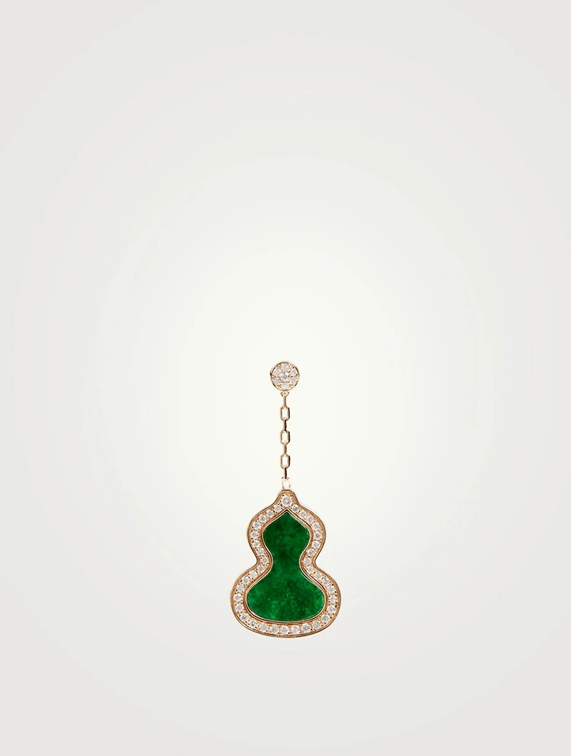 Small Wulu 18K Rose Gold Earring With Jade And Diamonds