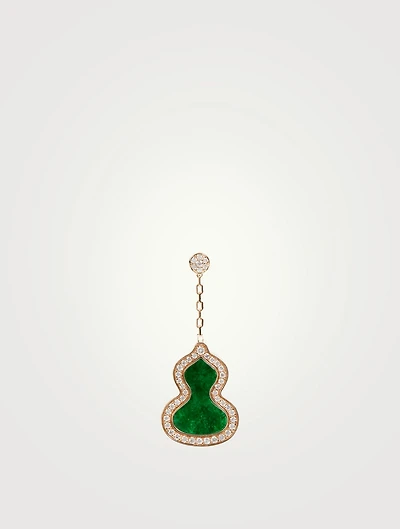 Small Wulu 18K Rose Gold Earring With Jade And Diamonds