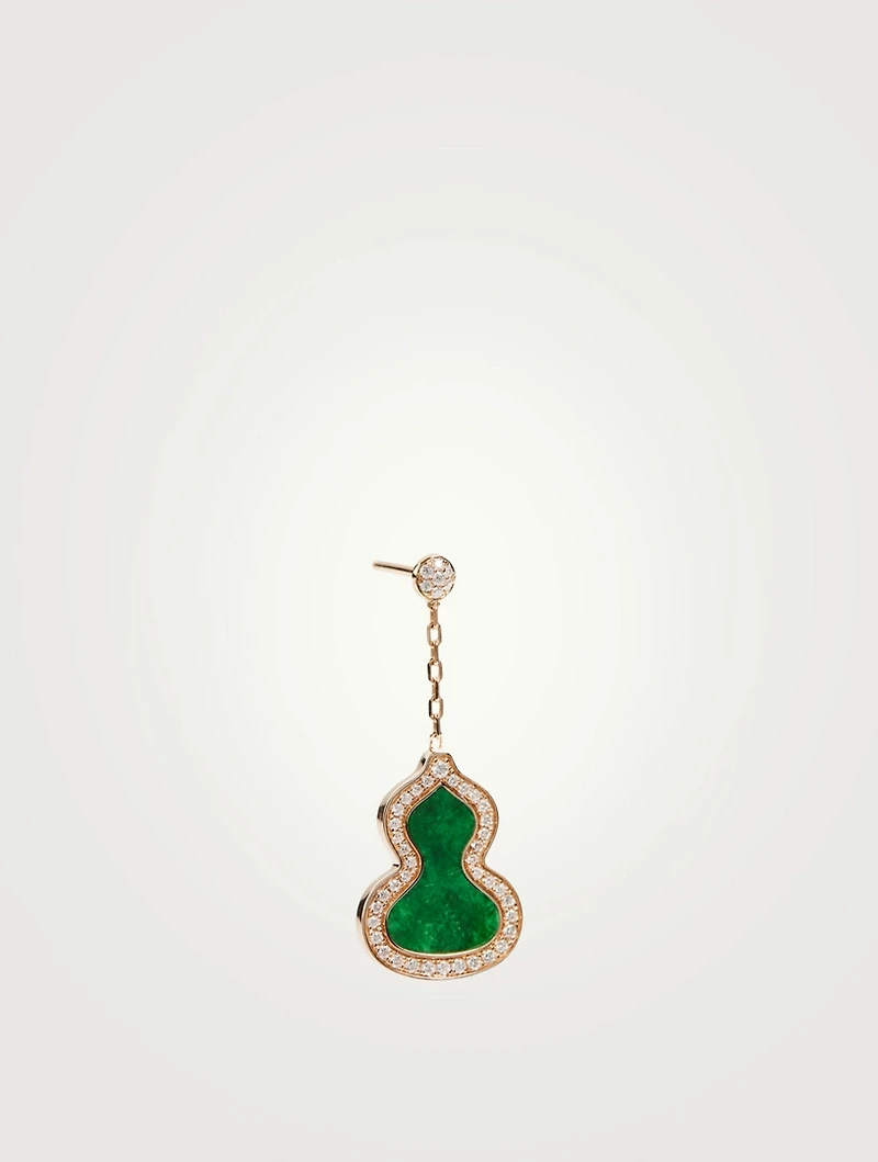Small Wulu 18K Rose Gold Earring With Jade And Diamonds