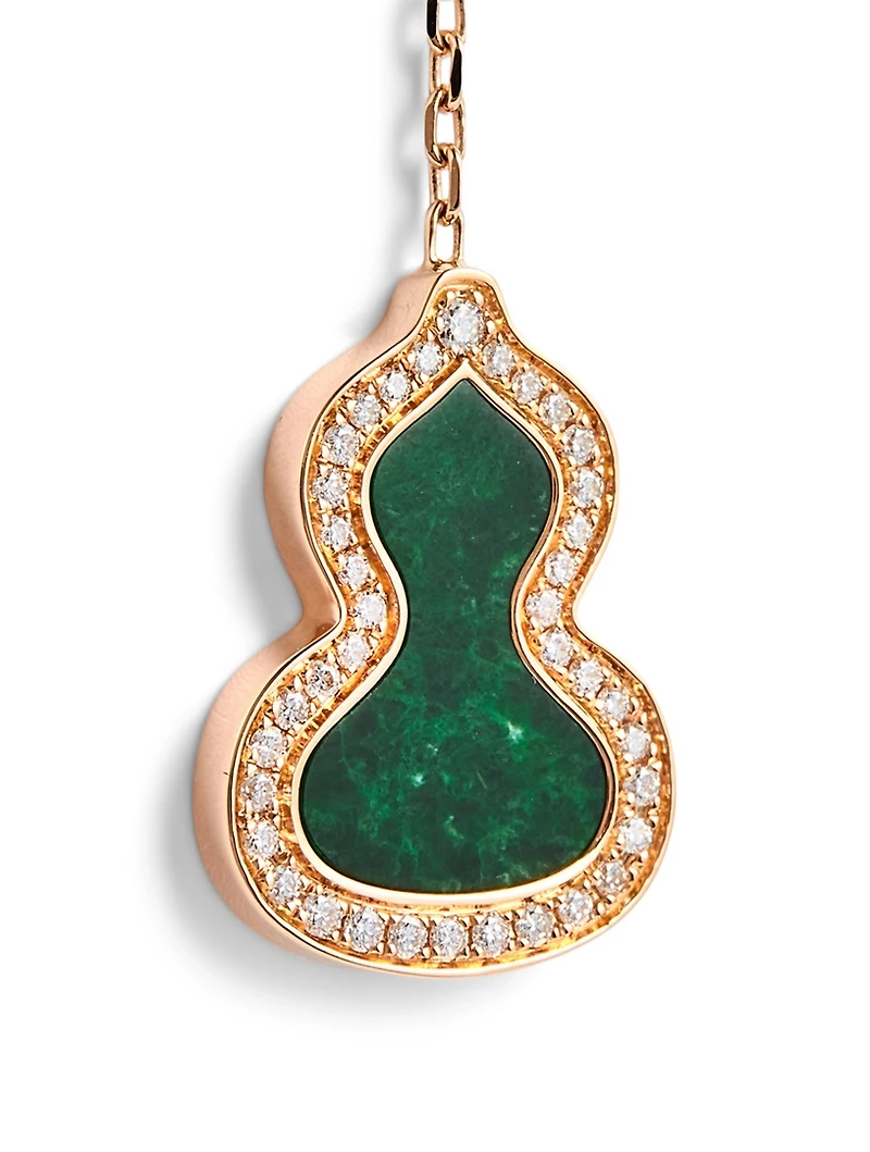 Small Wulu 18K Rose Gold Earring With Jade And Diamonds