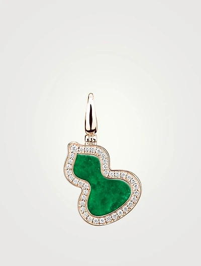 Small Wulu 18K Rose Gold Pendant With Jade And Diamonds