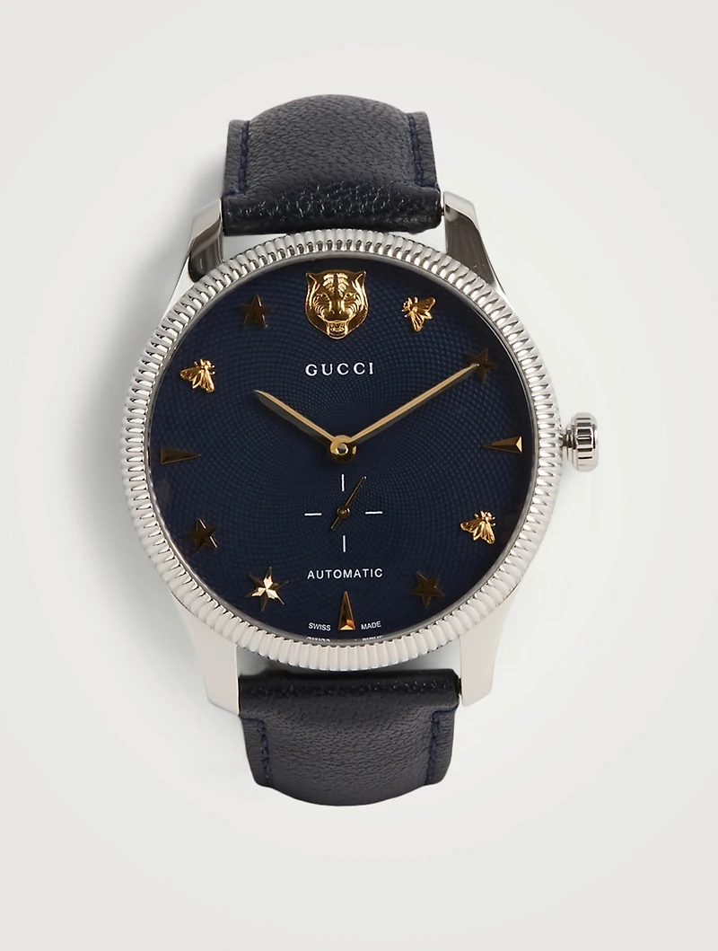 G-Timeless Leather Strap Watch