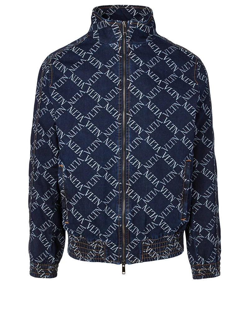 Zip Denim Jacket VLTN Print