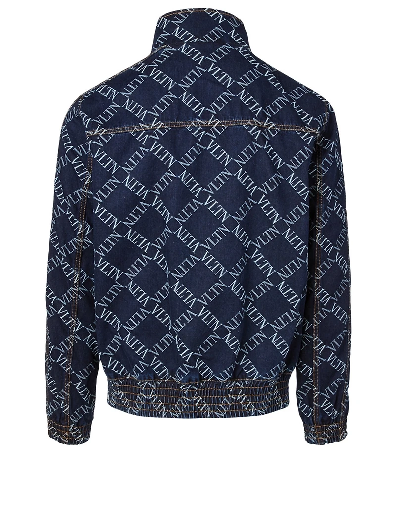Zip Denim Jacket VLTN Print