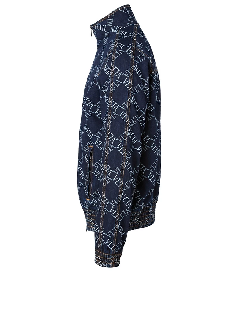 Zip Denim Jacket VLTN Print