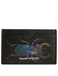 Leather Card Holder With Bug Print