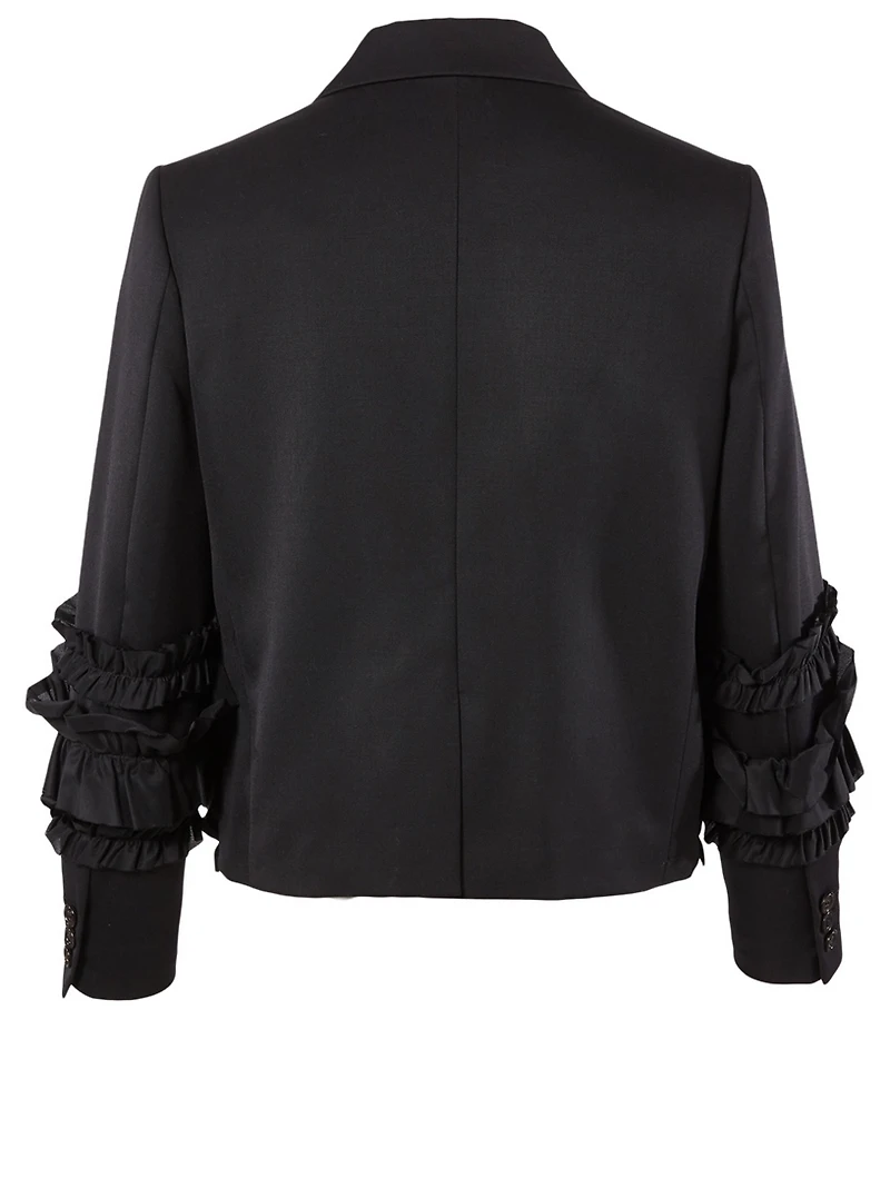 Ruffled Silk And Wool Gabardine Jacket