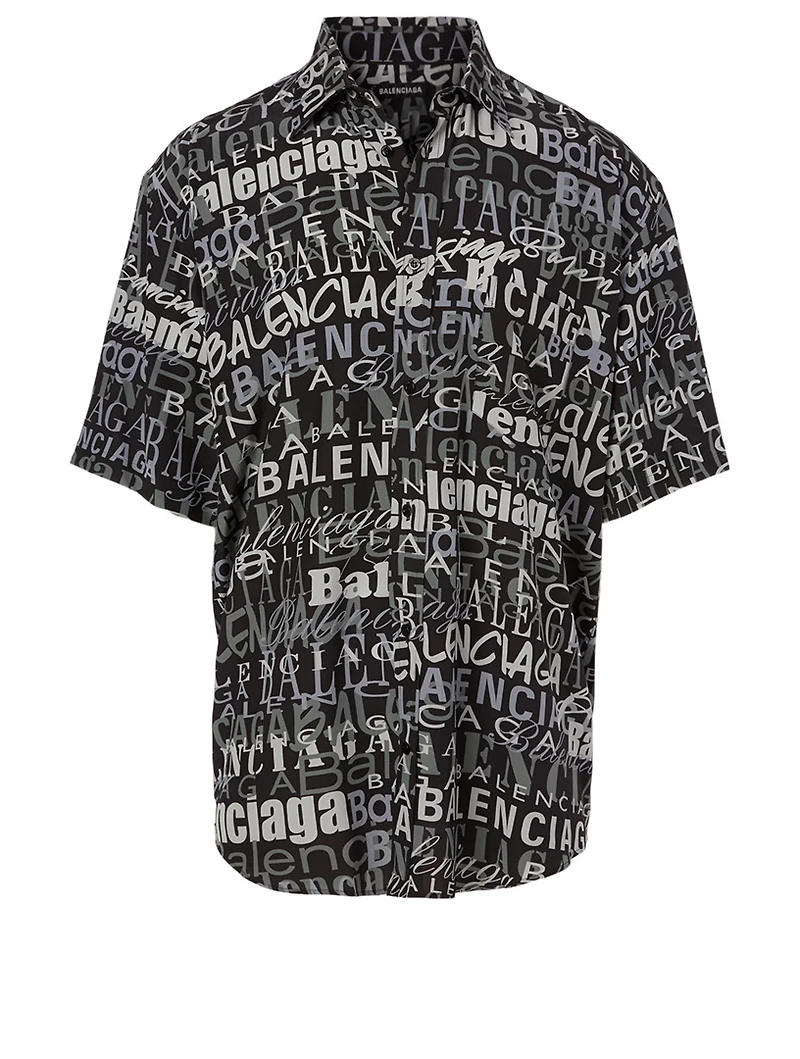 Silk Short-Sleeve Shirt Logo Print