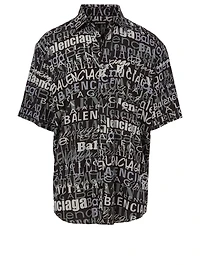 Silk Short-Sleeve Shirt Logo Print
