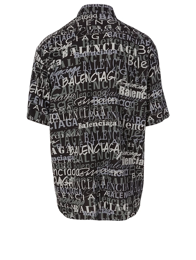 Silk Short-Sleeve Shirt Logo Print