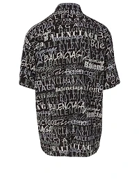 Silk Short-Sleeve Shirt Logo Print