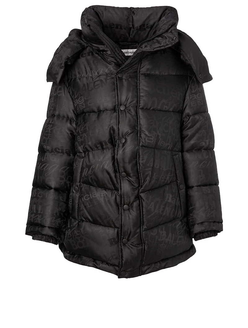 New Swing Puffer Jacket Mixed Typo Print