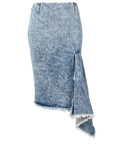 Cotton Midi Skirt Crinkle Print