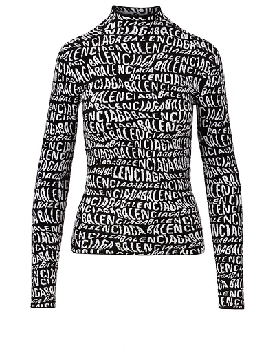 Long-Sleeve Turtleneck Sweater Logo Print