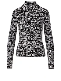 Long-Sleeve Turtleneck Sweater Logo Print