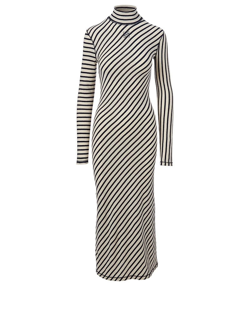 Cotton Maxi Dress Stripe Print