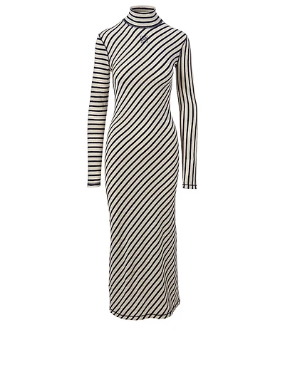 Cotton Maxi Dress Stripe Print