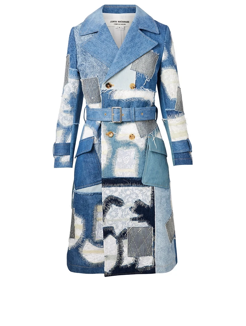 Lace Patchwork Mix Denim Coat