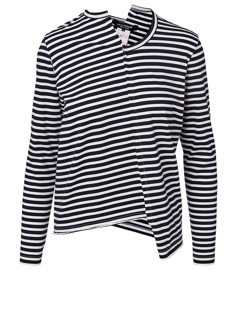Asymmetric Long-Sleeve T-Shirt With Stripes