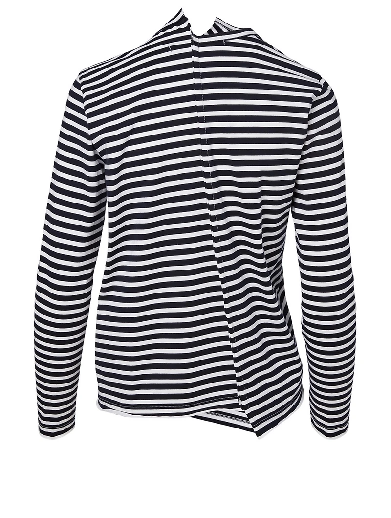 Asymmetric Long-Sleeve T-Shirt With Stripes