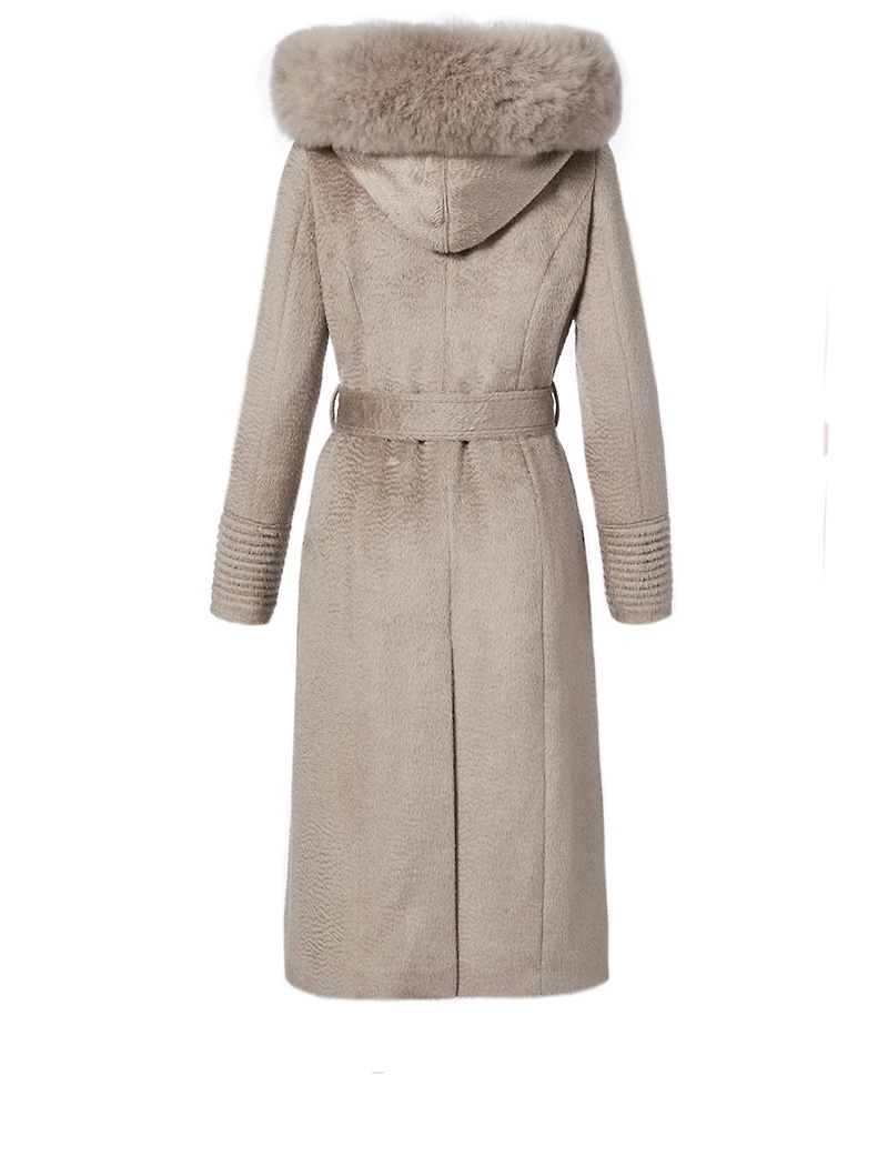 Alpaca Long Coat with Fur Hood