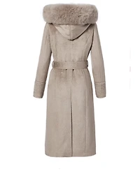 Alpaca Long Coat with Fur Hood