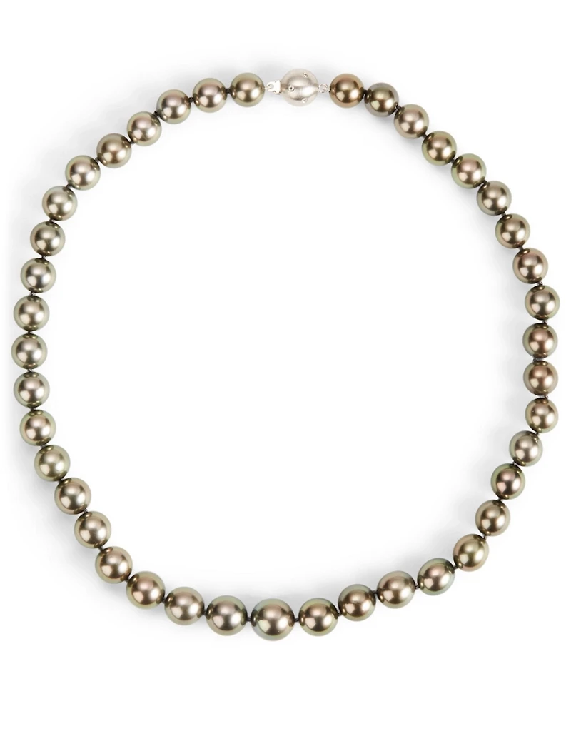 18K White Gold Black Pearl Necklace With Diamonds