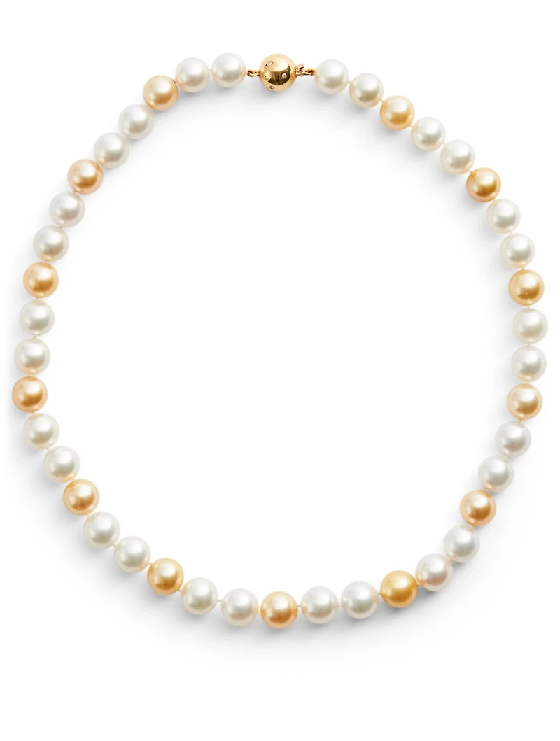18K Gold Multicolour Pearl Necklace With Diamonds