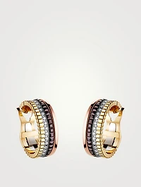 Quatre Classique Gold Hoop Earrings With PVD And Diamonds