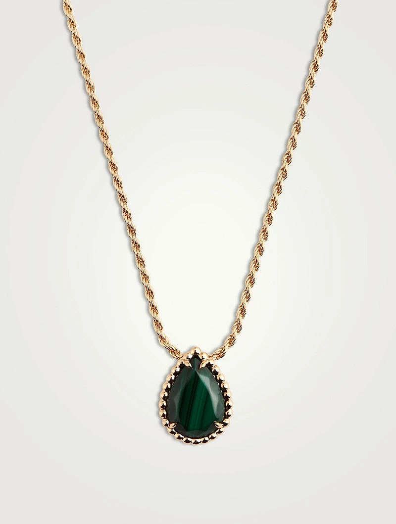 Serpent Bohème Gold Pendant Necklace With Malachite
