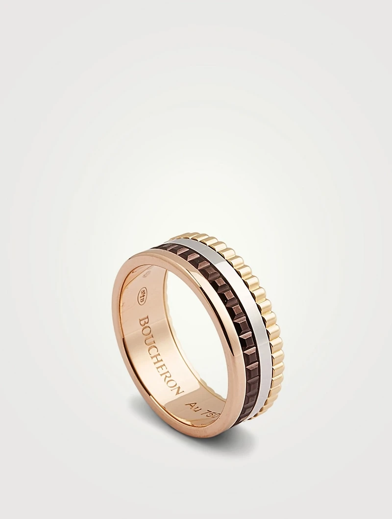 Small Quatre Classique Gold Ring With Brown PVD