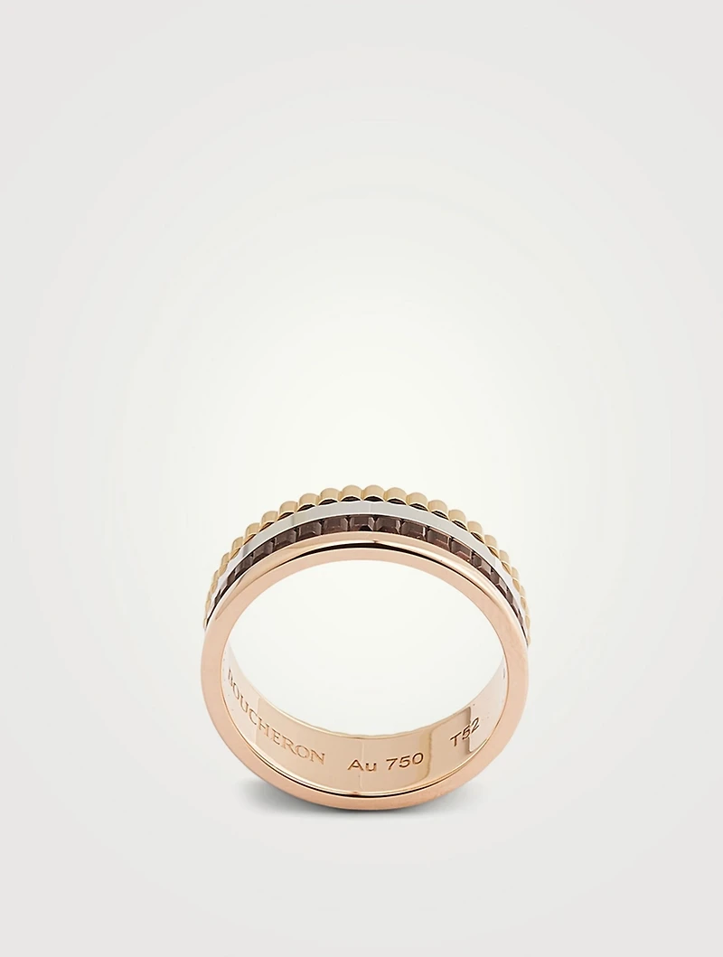 Small Quatre Classique Gold Ring With Brown PVD