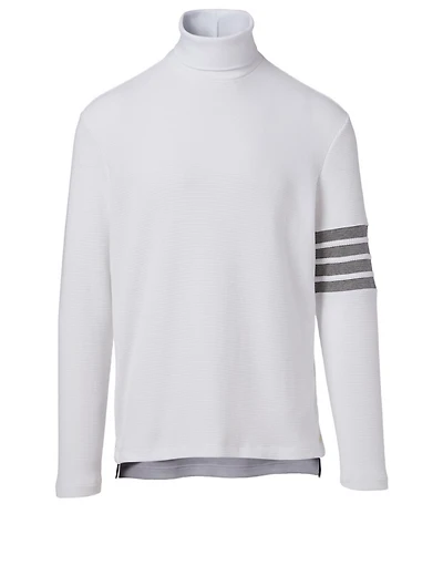 Cotton Four-Bar Turtleneck Top