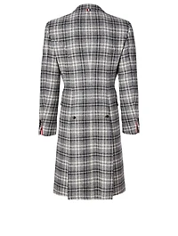 Wool Double-Breasted Coat Check Print