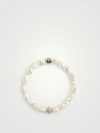 Bohème Silver Baroque White Keshi Pearl Bracelet