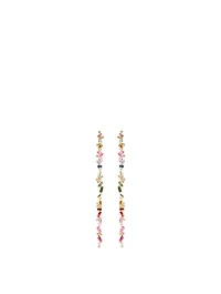 Rainbow Fireworks 18K Gold Long Drop Earrings With Sapphires And Diamonds